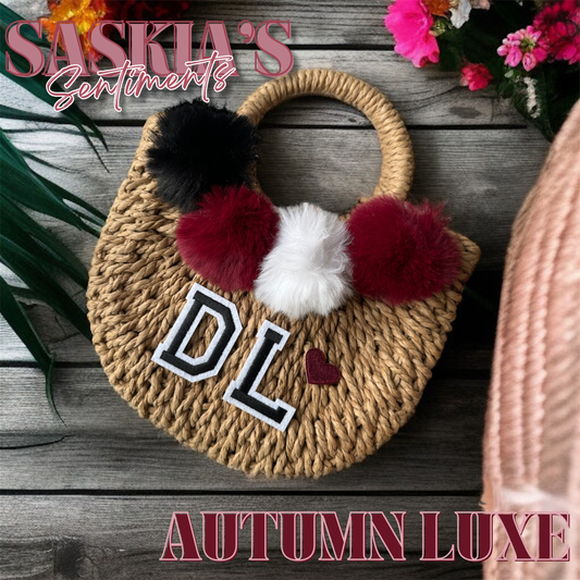 Autumn Luxe Bag – Burgundy, Black & White Pom-Pom Edition ✨