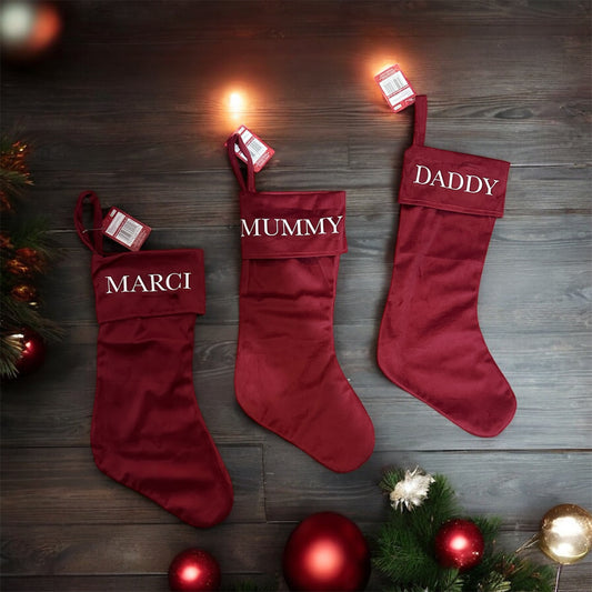 Luxe Personalised Christmas Stocking – Red Velvet