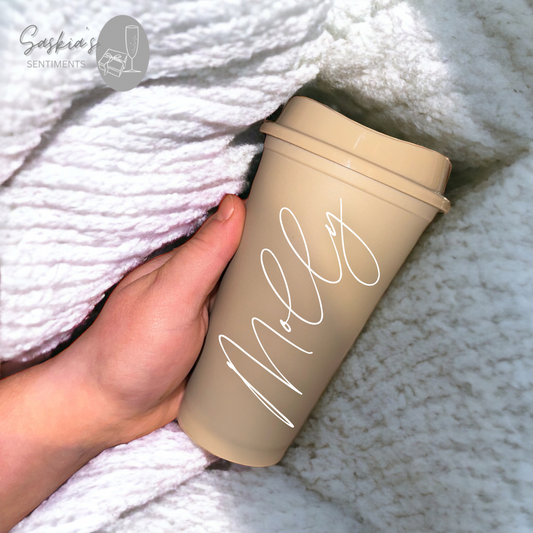 Personalised Beige Mocha Travel hot cup 🤍