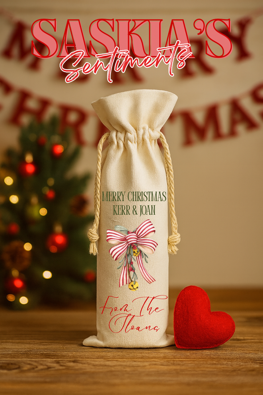 Custom Festive Bottle Bag (Name Added)