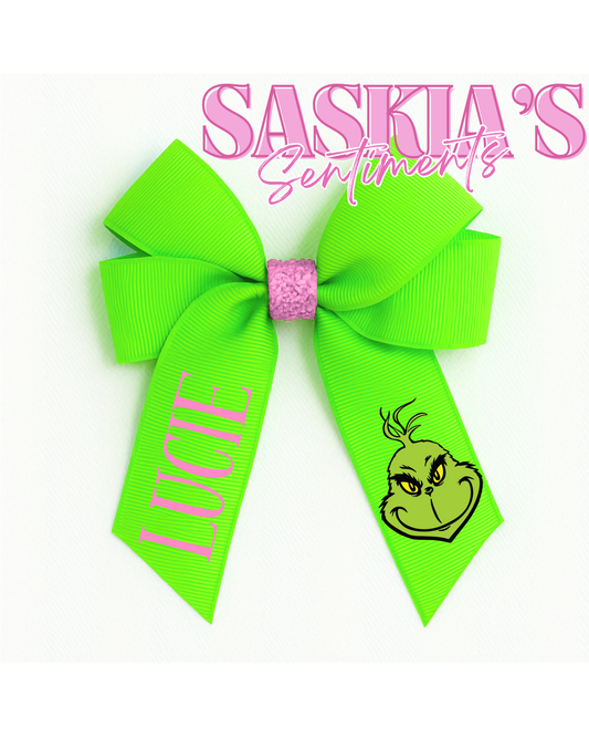 Personalised Grinch Hair Bow 🎀